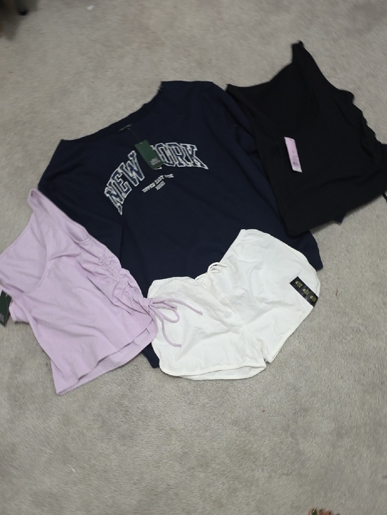 Tops - New York Graphic Tee & Shorts Set - Navy, Lilac, White, Black